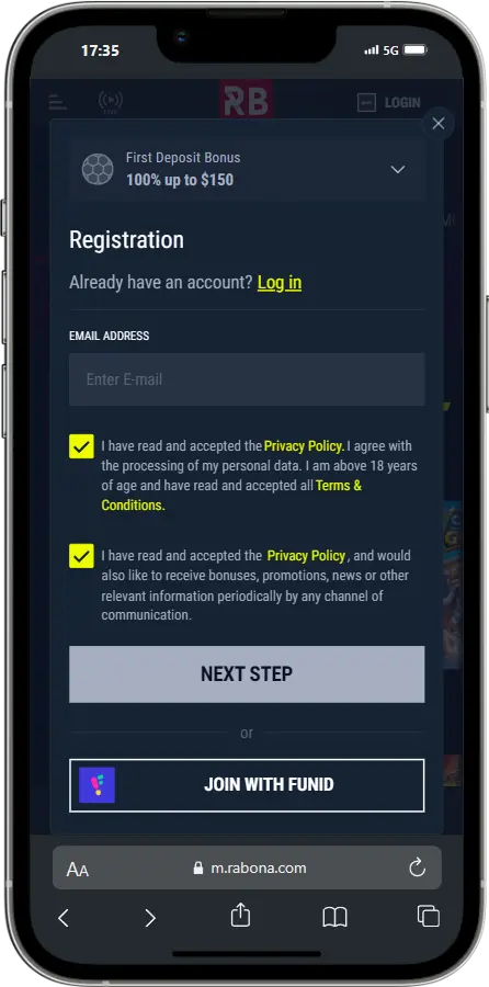 Rabona Sign Up