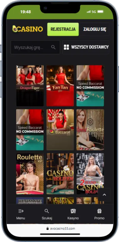 Kаsynо nа żywо w Avo Casino Kаsynо nа żywо w Avo Casino zrzut ekranu