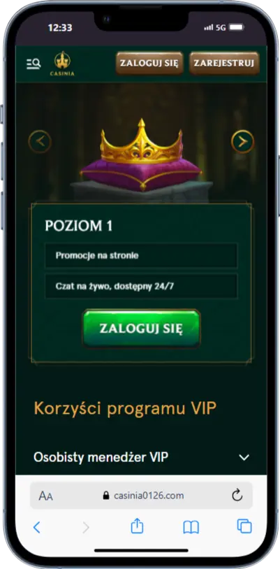 Program VIP w Casinia Program VIP w Casinia zrzut ekranu