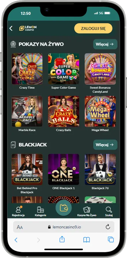 Kasyno na żywo w Lemon Casino Kasyno na żywo w Lemon Casino zrzut ekranu