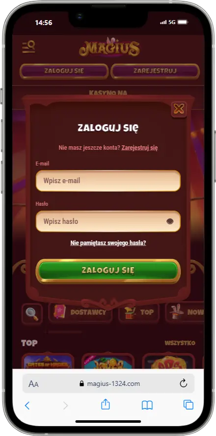 Logowanie do kasyna Magius Logowanie do kasyna Magius zrzut ekranu