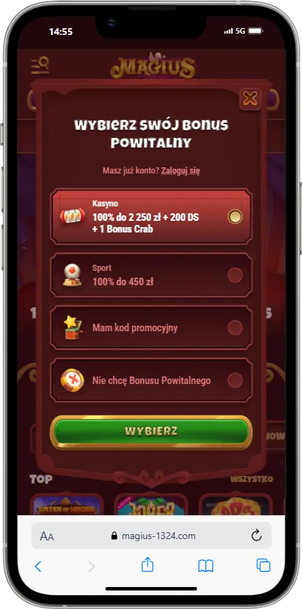 rejestracja w Magius Casino rejestracja w Magius Casino zrzut ekranu