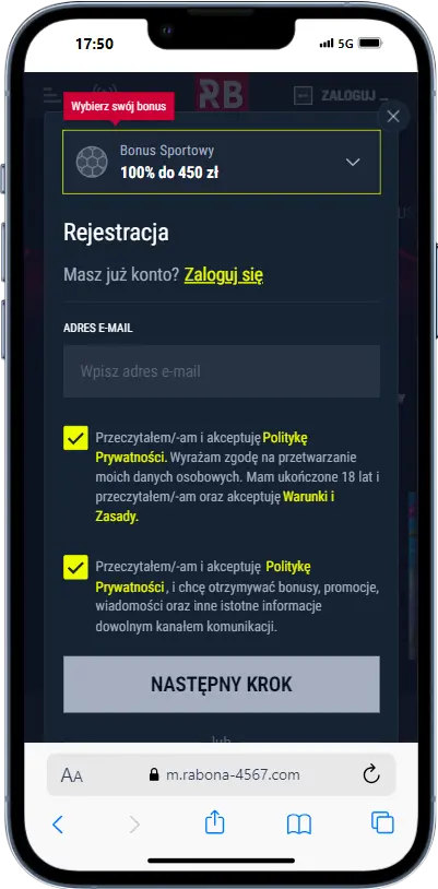 Zarejestruj się w Rabona Zarejestruj się w Rabona