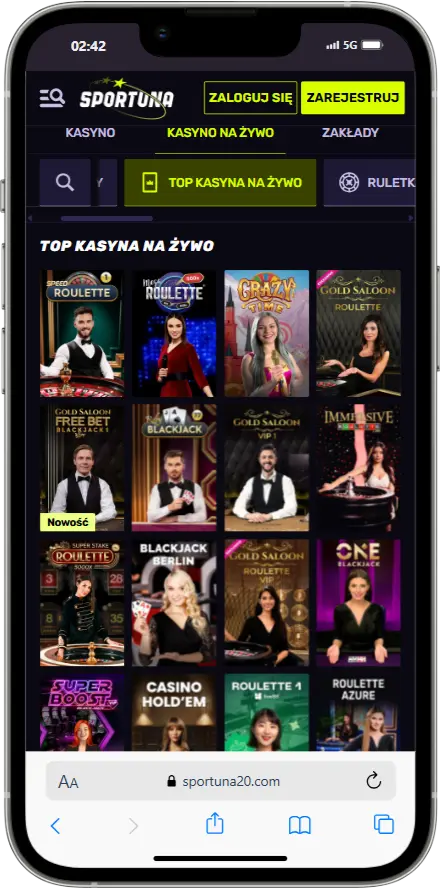 Kasyno na żywo Sportuna Kasyno na żywo Sportuna zrzut ekranu