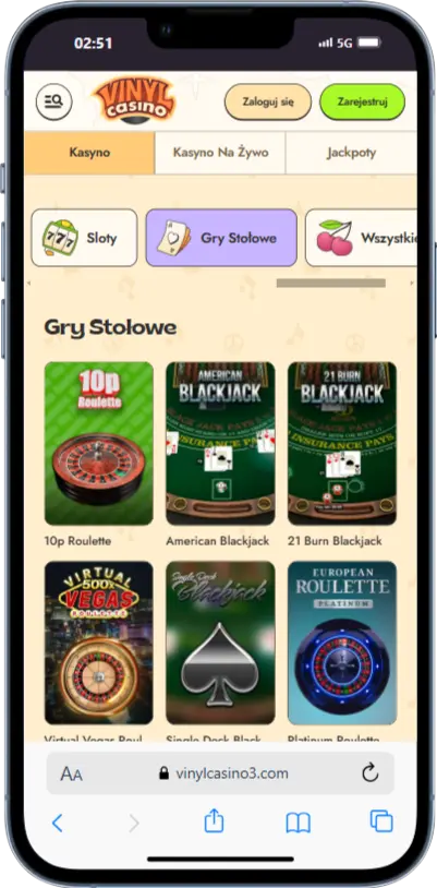 Gry stołowe w Vinyl Casino Gry stołowe w Vinyl Casino