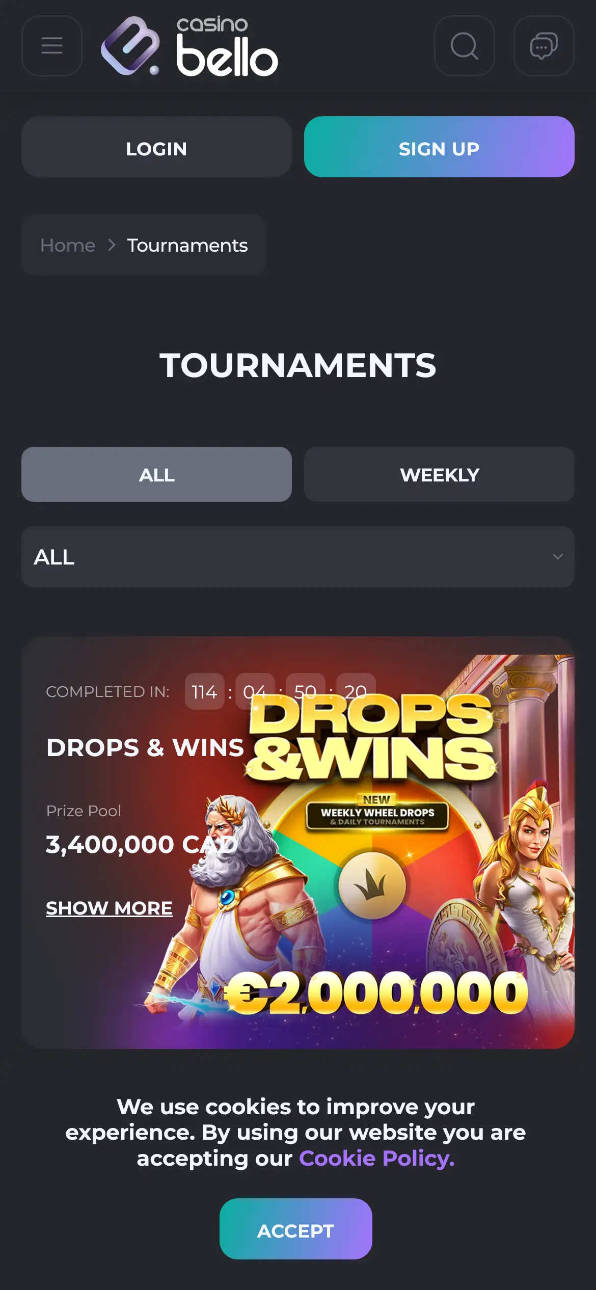 Tournaments Tournaments CasinoBello