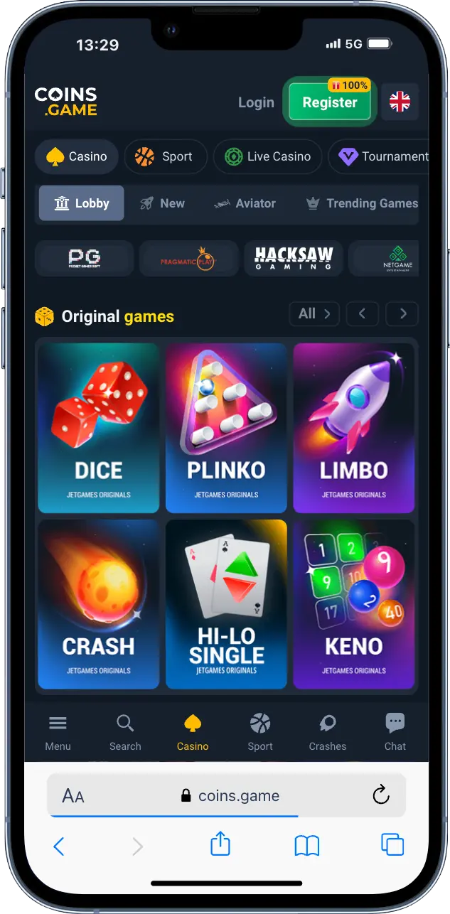 Coins Game Casino Games Coins Game official website screenshot