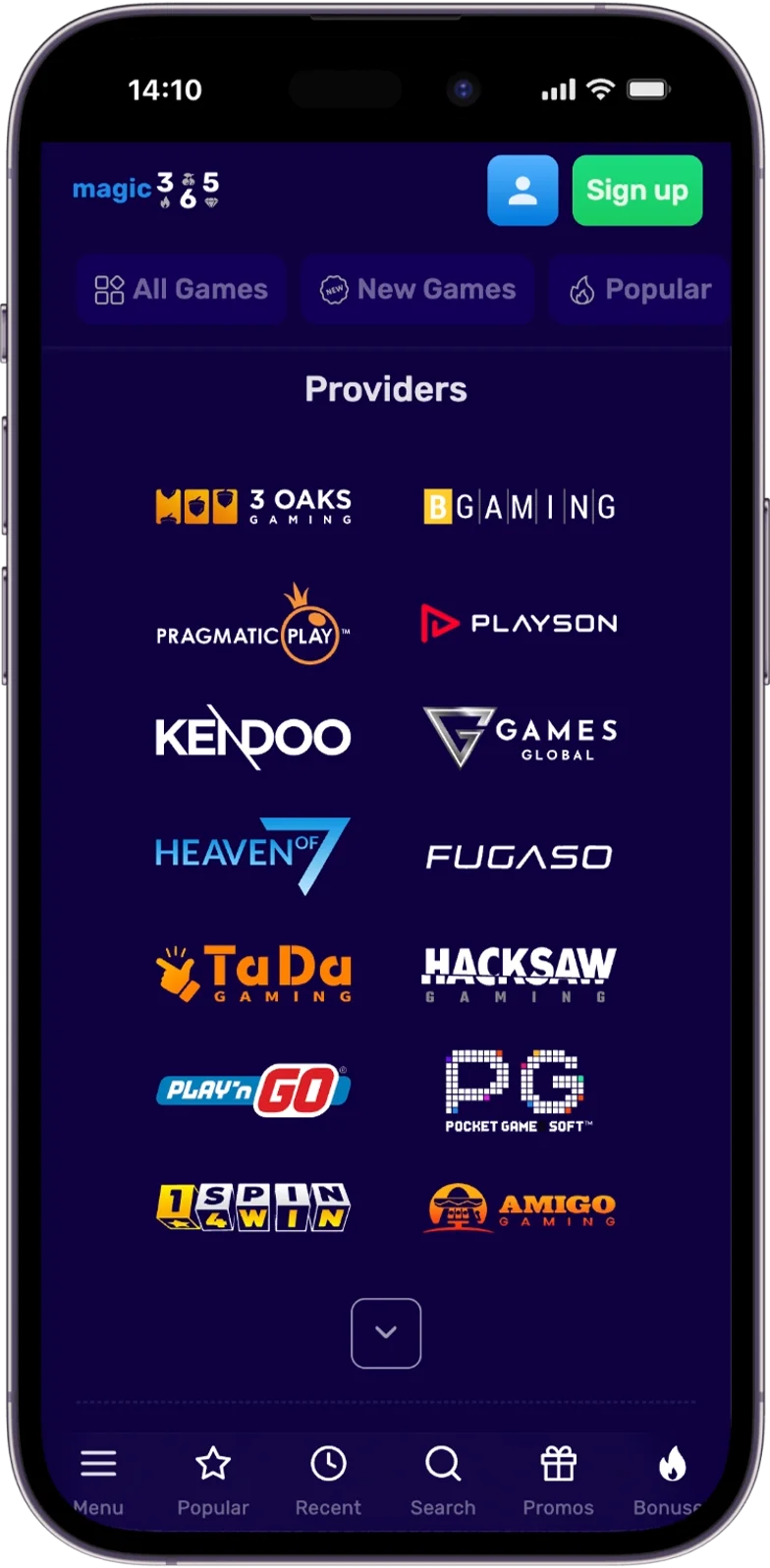 Providers Magic365 Casino