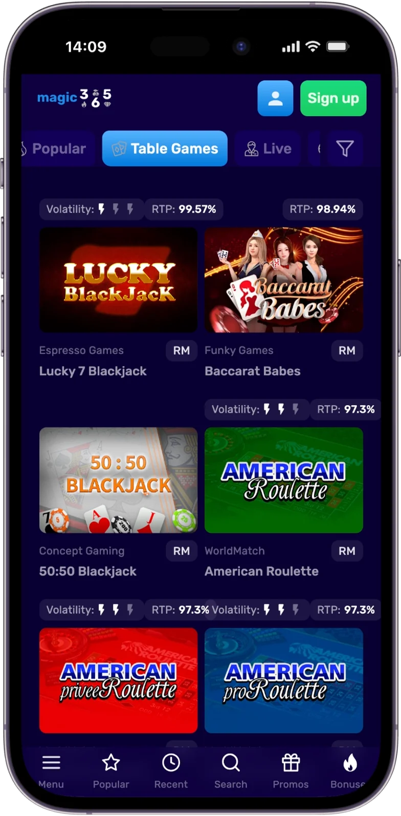 Table Games Magic365 Casino