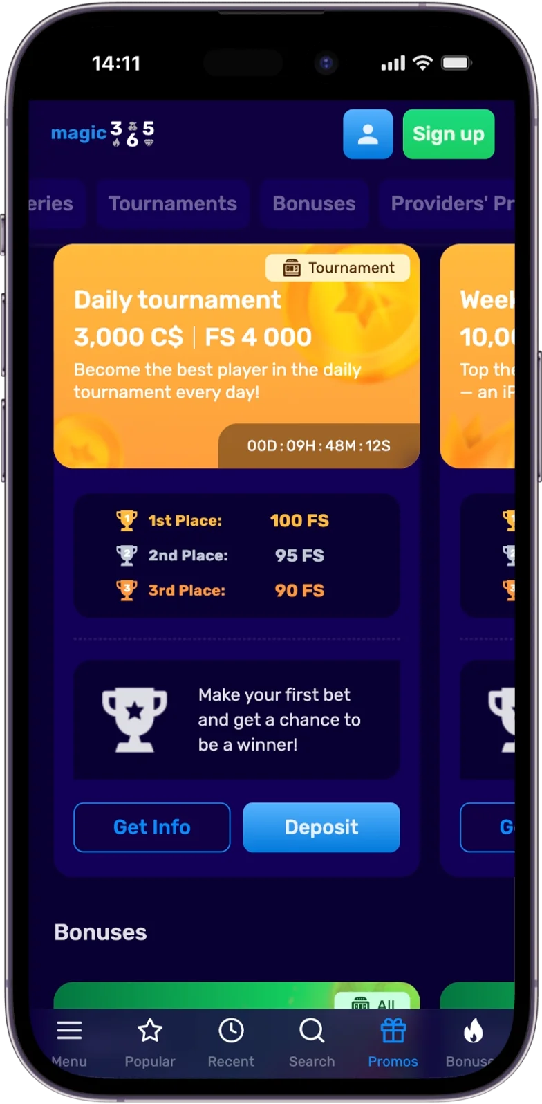 Tournaments Magic365 Casino