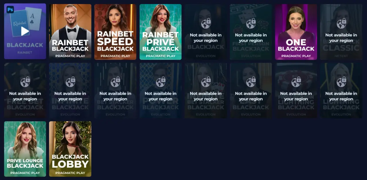 Live Blackjack at Rainbet