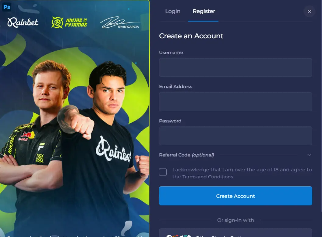Register at Rainbet Casino