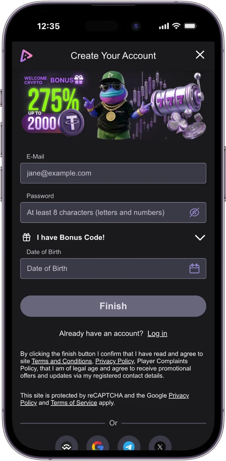 Reels.io Casino Registration