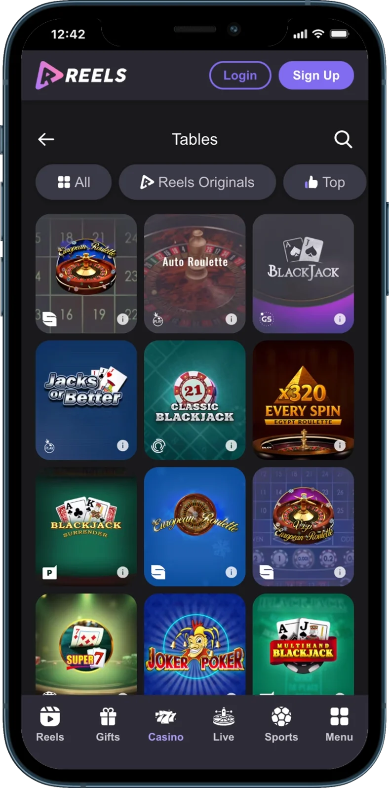 Reels.io Casino Table Games