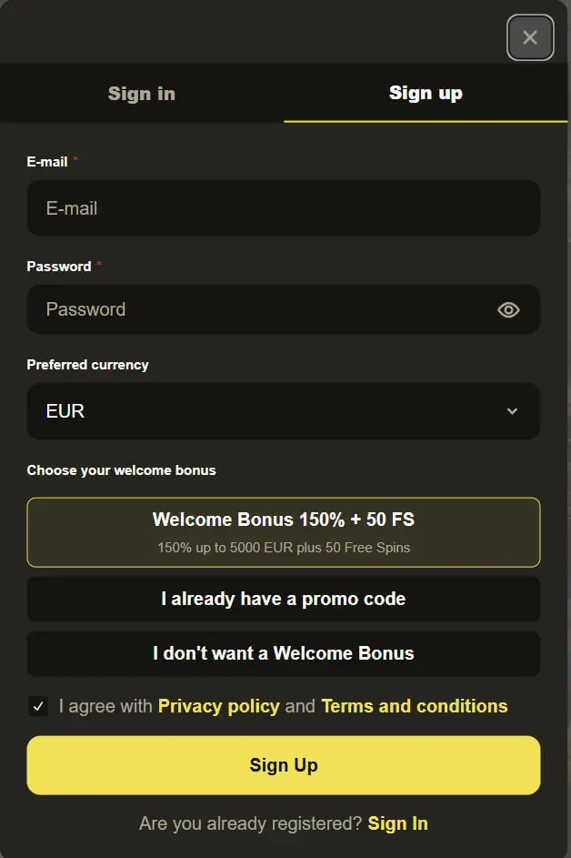 Registration in RX Casino