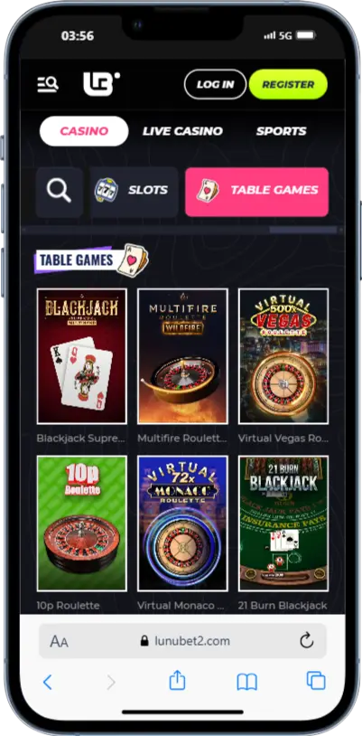 Lunubet Table Games