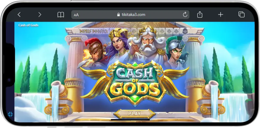 Play the Cash of Gods demo at Tikitaka Casino Screenshot of Cash of Gods demo game on Tikitaka
