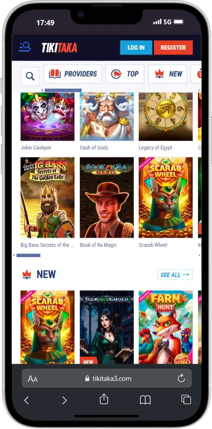 Explore Tikitaka Casino's Games Screenshot of Tikitaka's Games Section