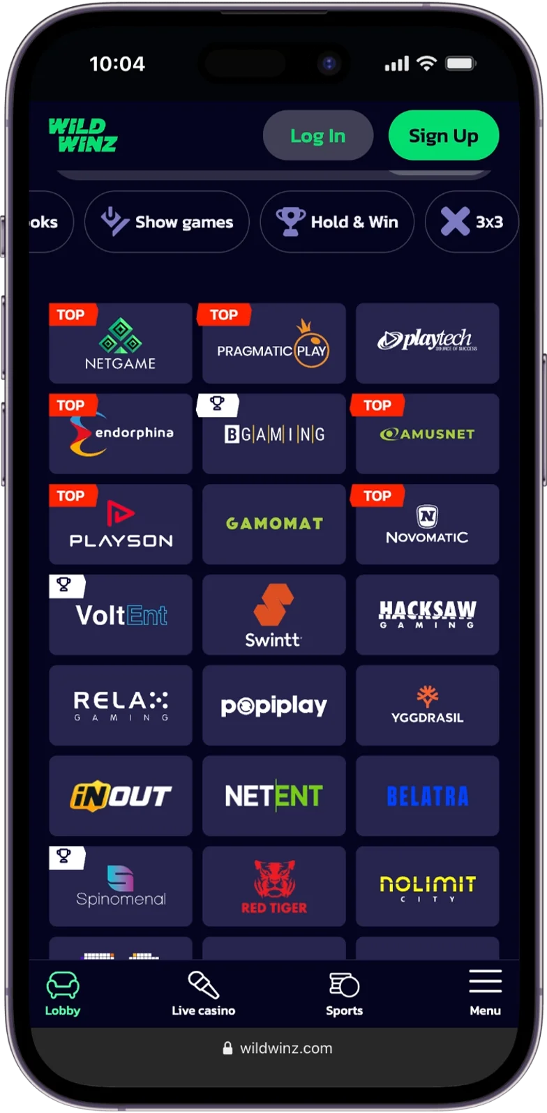 Providers at WildWinz Casino