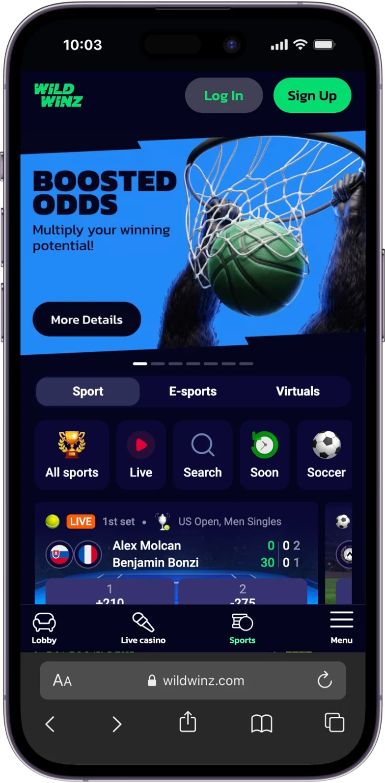 Sports Betting at WildWinz Casino