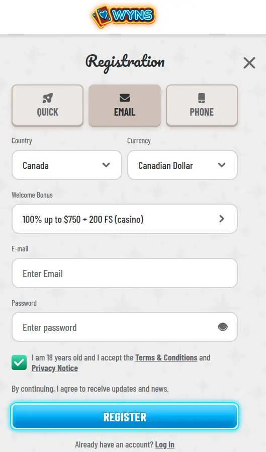 Registration in Wyns