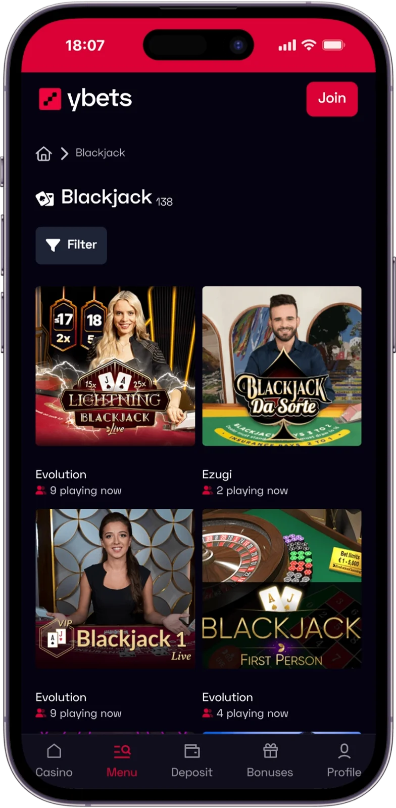 Blackjack YBets Casino