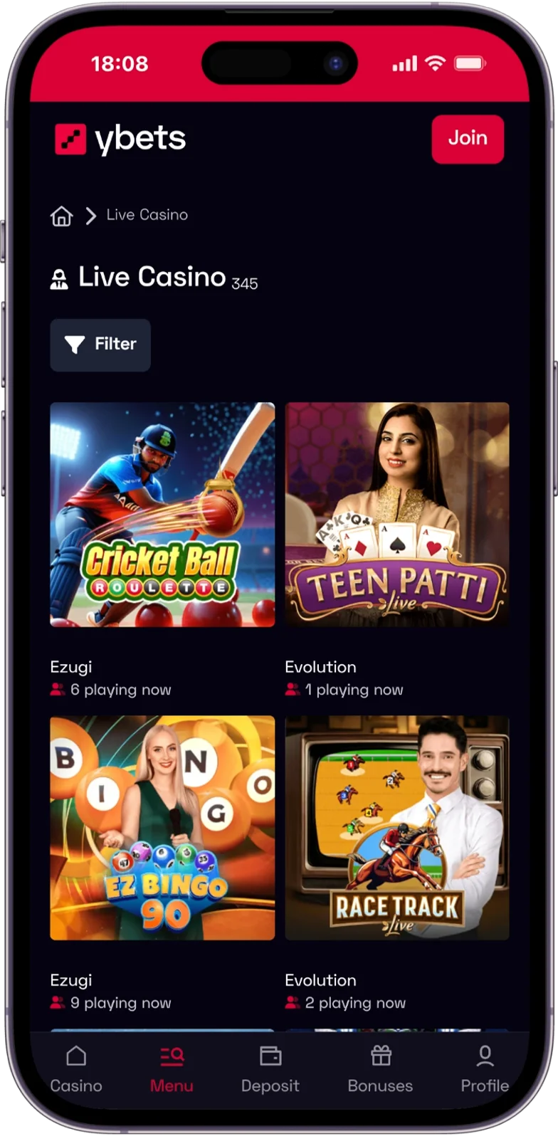 Live Casino YBets Casino