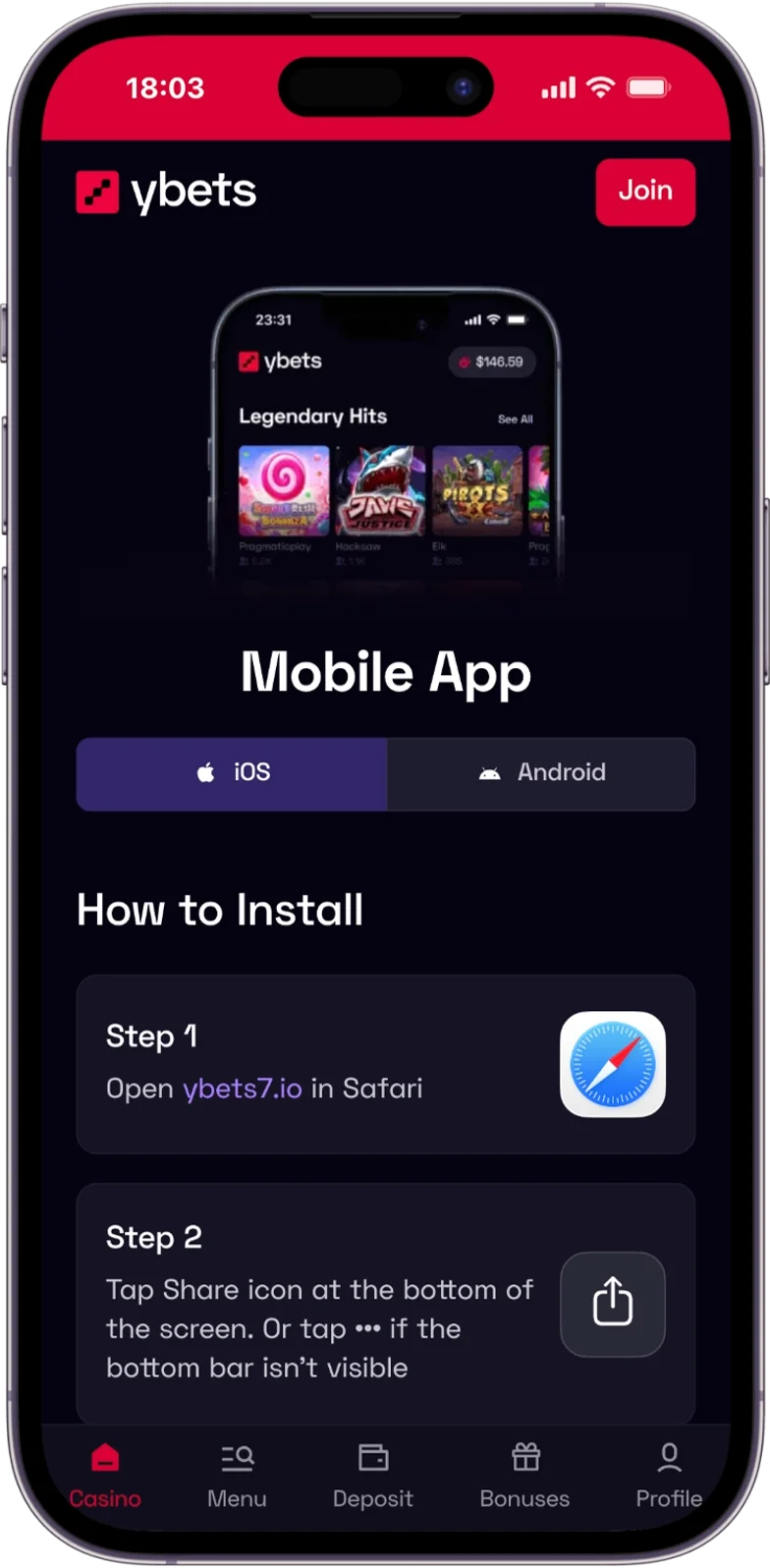 Mobile App YBets Casino