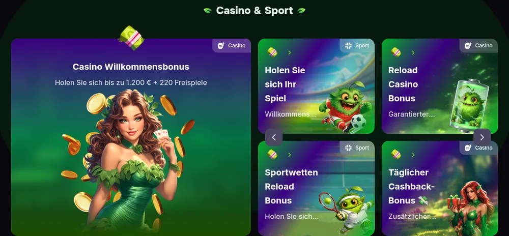 Verde Casino Willkommensbonus bis 1.200 € und 220 Freispiele ab 10 Euro Einzahlung