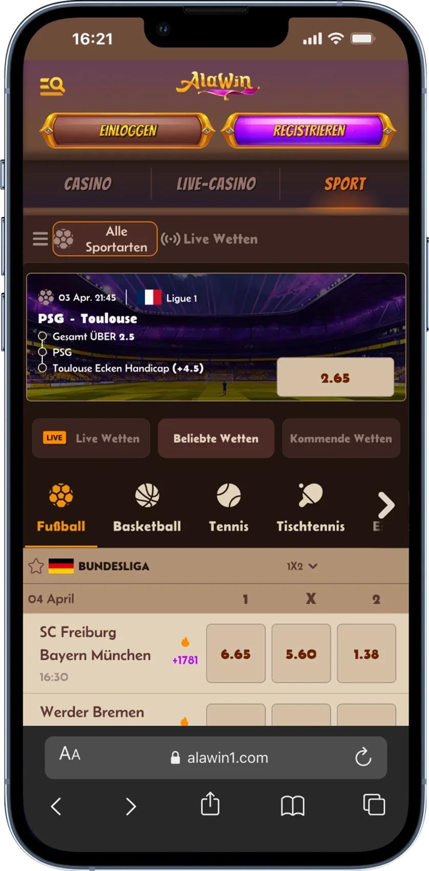 Alawin Casino Sportwetten