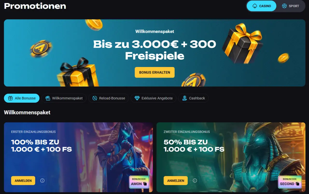 Amonbet Casino Bonusangebote im Überblick