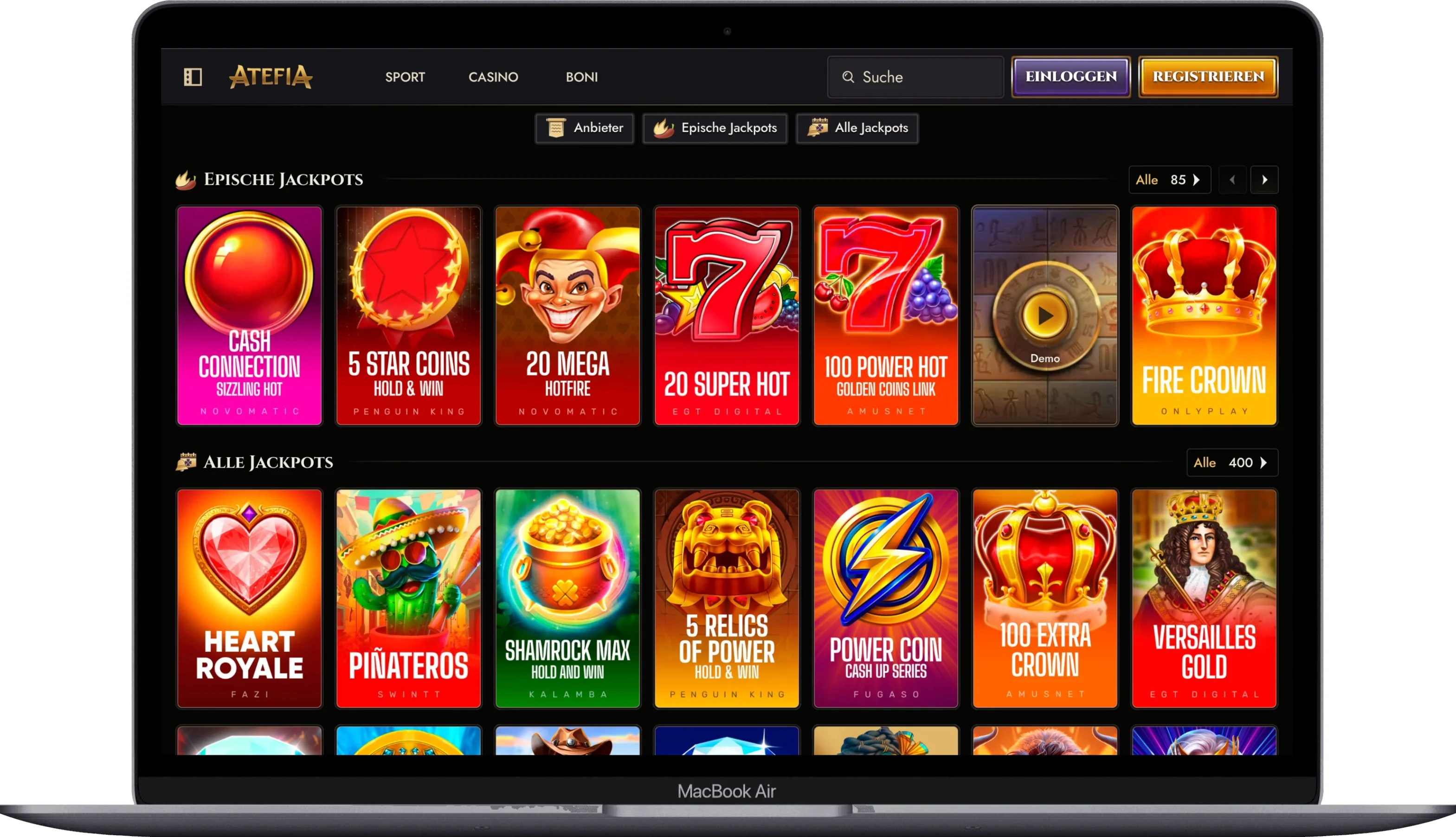 Atefia Casino Spiele: Kategorie Epische Jackpots