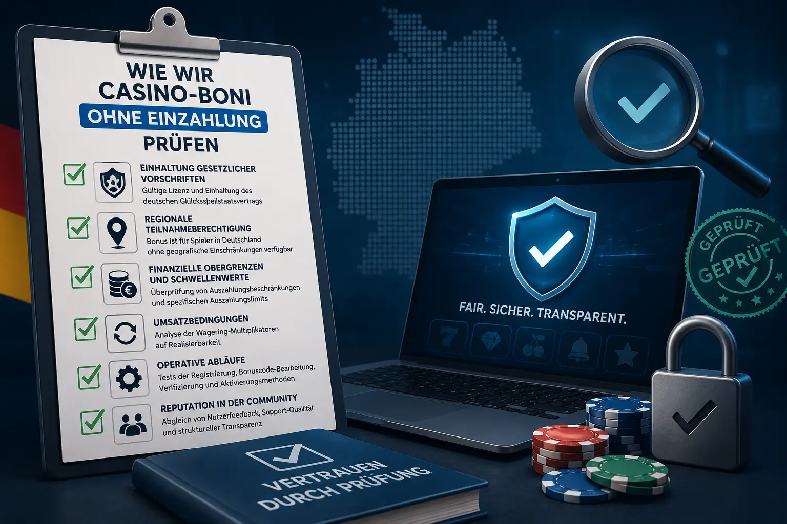 Casino Bonus ohne Einzahlung Prüfung – Lizenz, Umsatzbedingungen und Sicherheit für deutsche Spieler