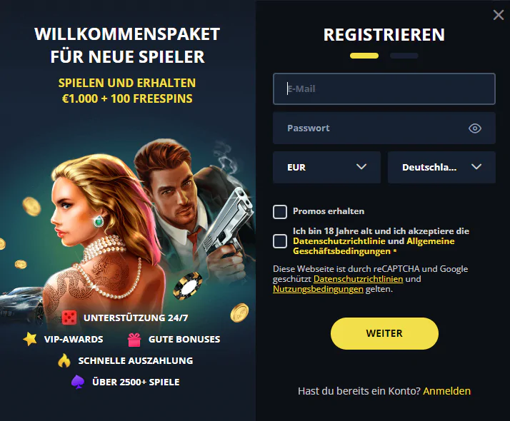 Anmeldung in Golden Star GoldenStar casino