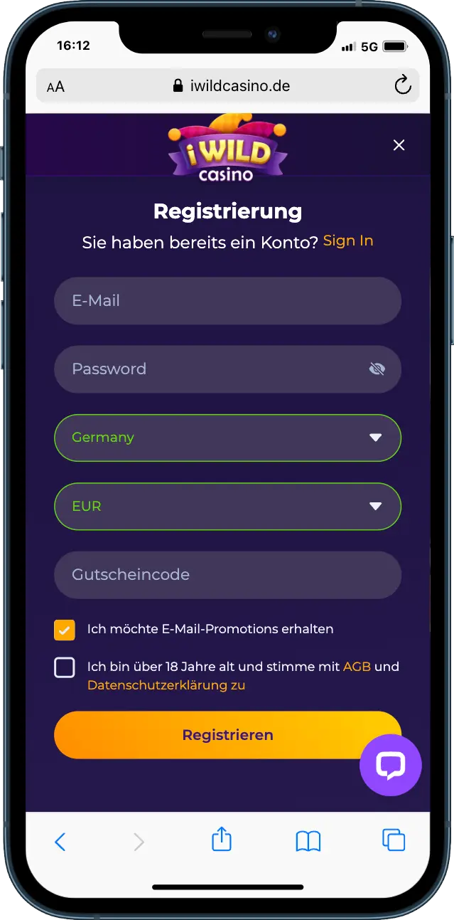 iWild Casino Registrierung