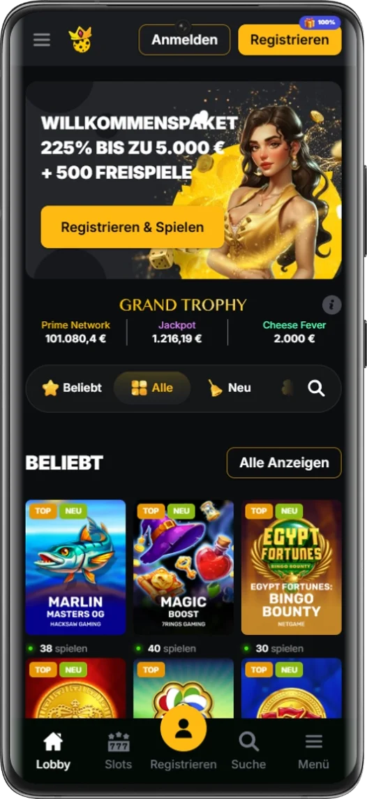 Mobile Benutzeroberfläche auf einem Android-Smartphone