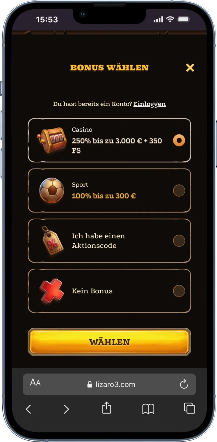 Lizaro Casino Registrierung