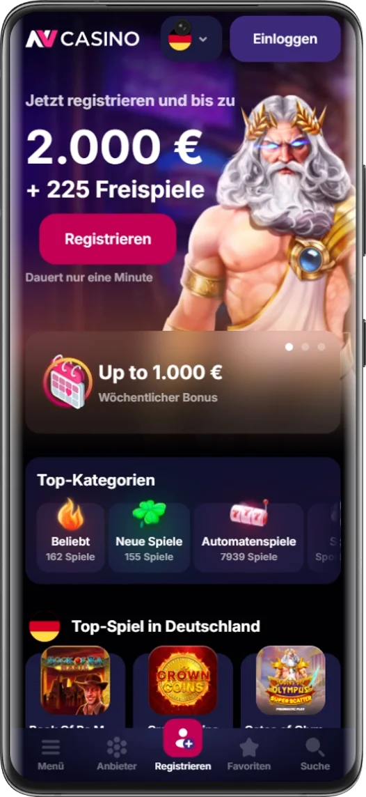 Mobile Android-Version von NV Casino im Browser oder als App