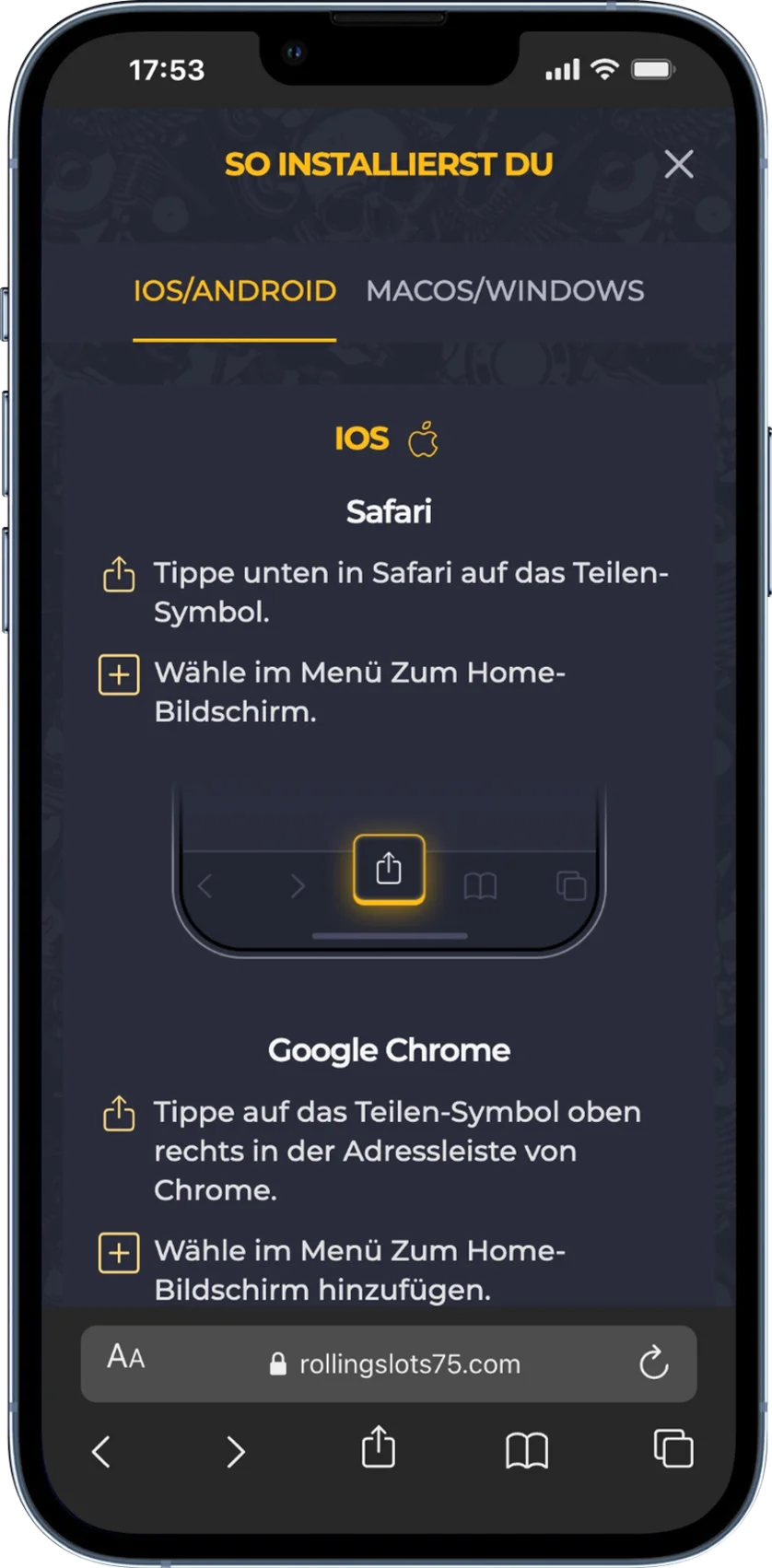 RollingSlots Casino Mobile