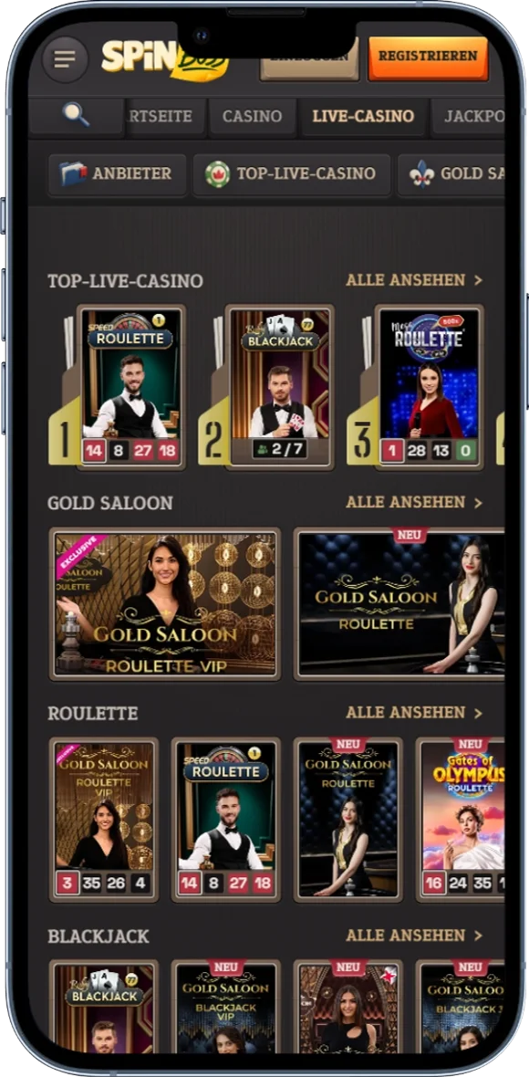 Live-Dealer des SpinBoss Casino