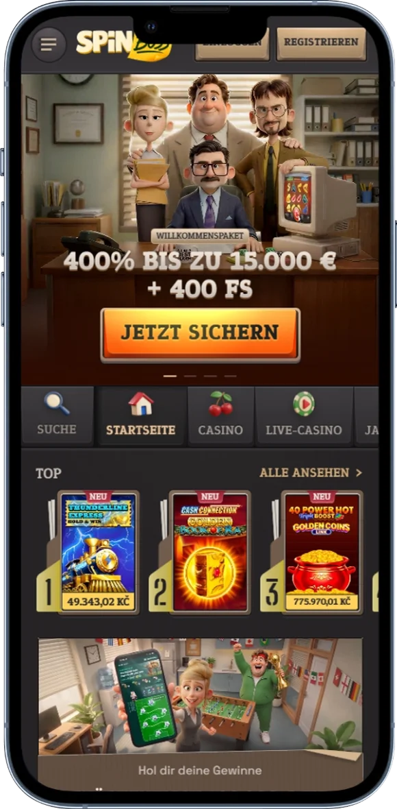 Startseite des SpinBoss Casino