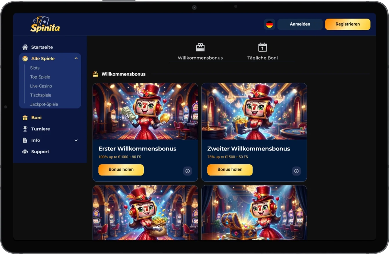 Willkommensbonus mit Einzahlungsboni und Freispielen für neue Spieler