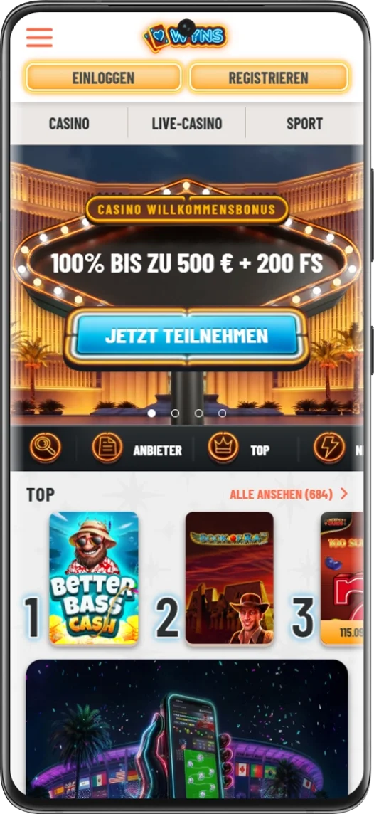 Mobile Version von Wyns Casino