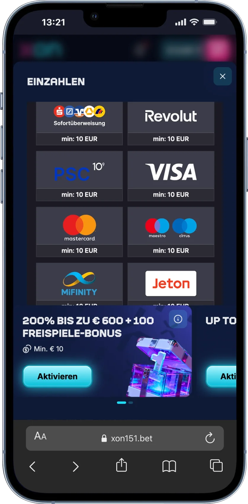 XON Casino Zahlungsmethoden