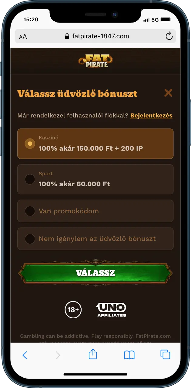 FatPirate Casino regisztráció