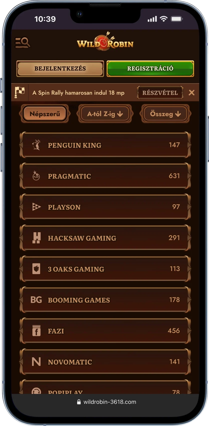 WildRobin Casino Providerek