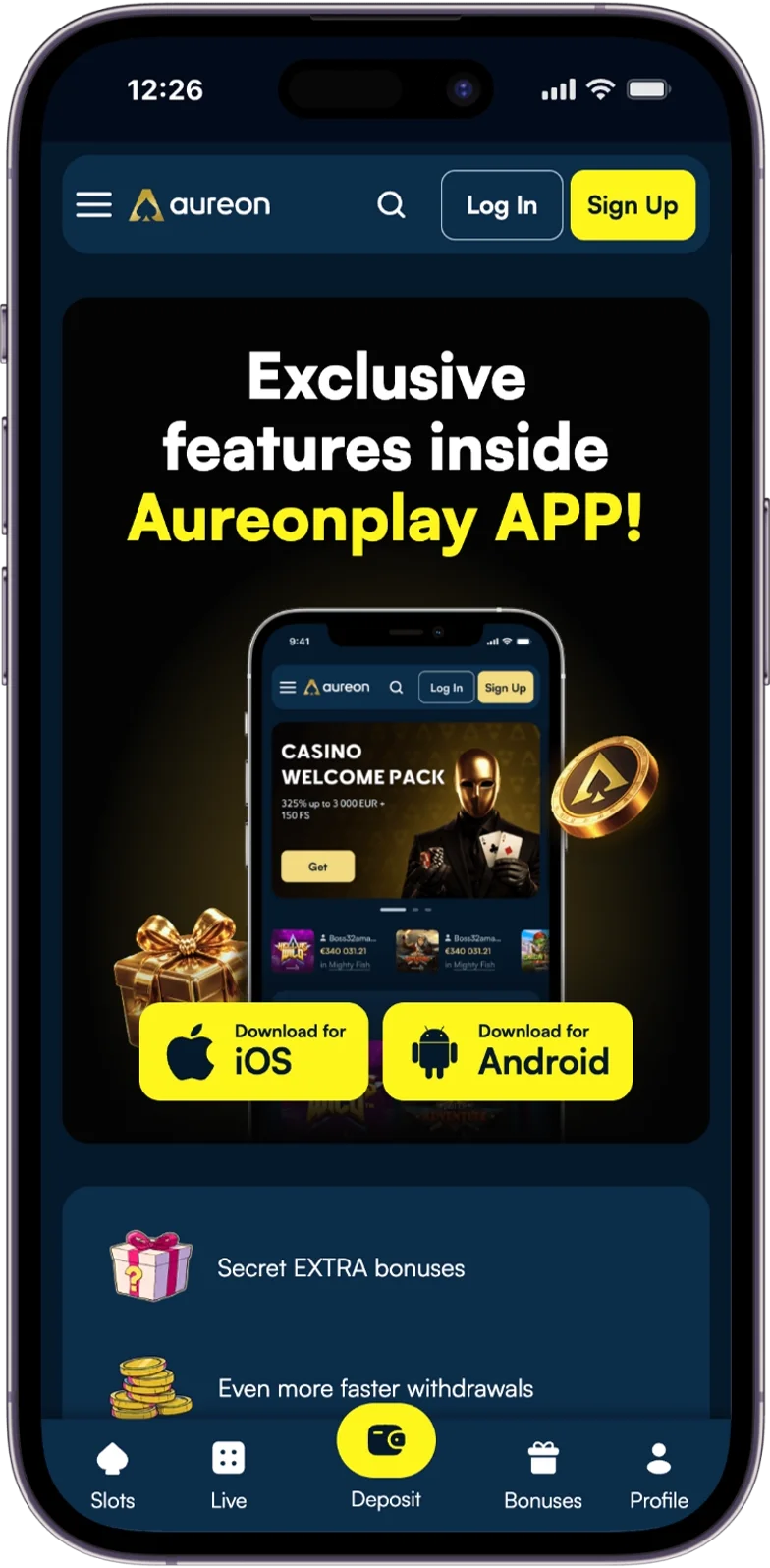 Mobiele versie van AureonPlay Casino