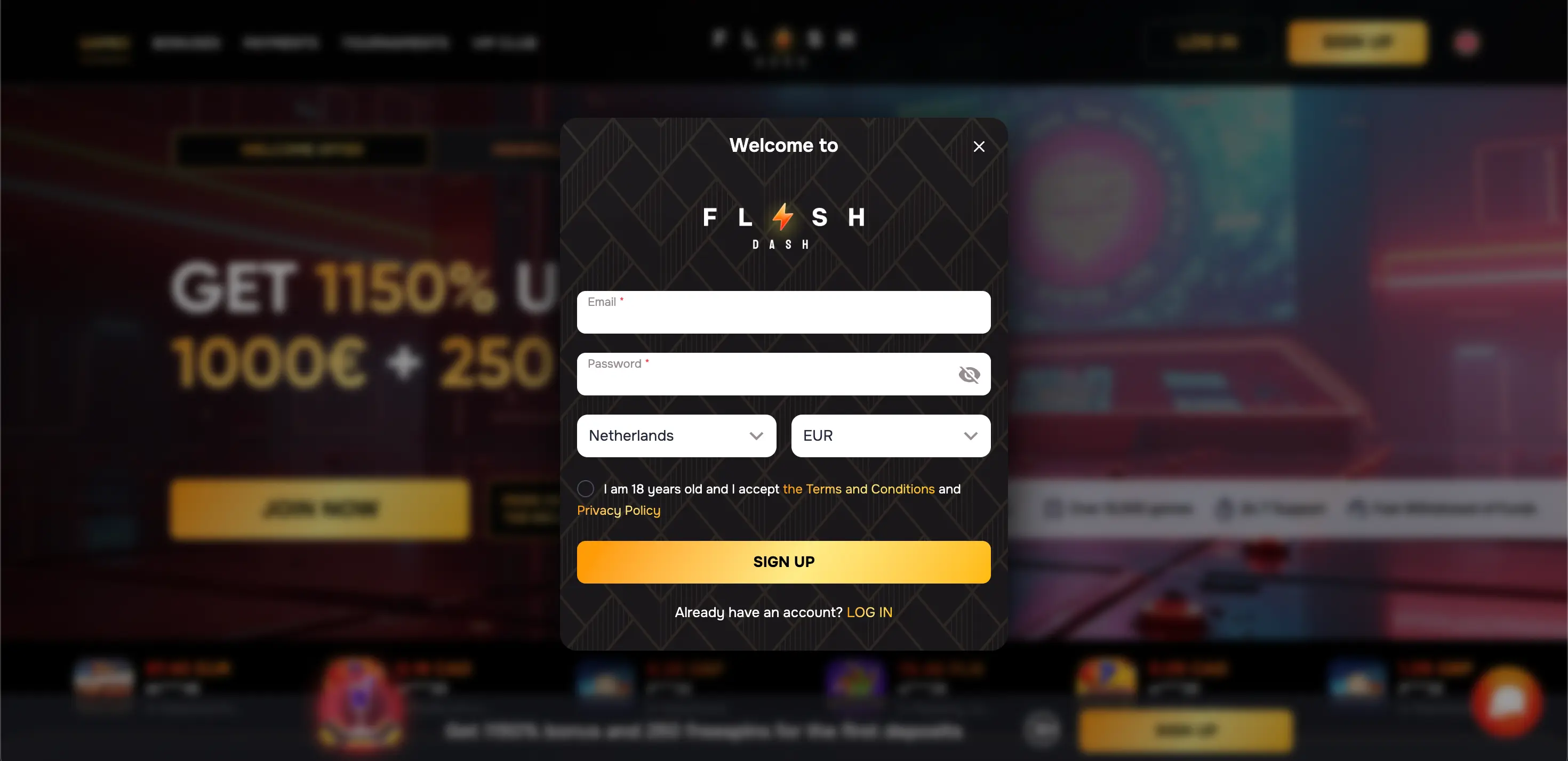 Flash Dash Casino Registratie
