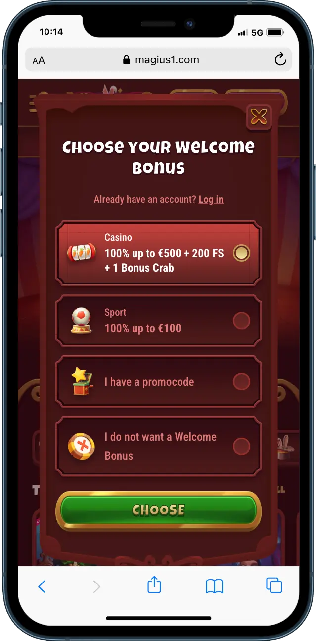 Magius Casino Registratie