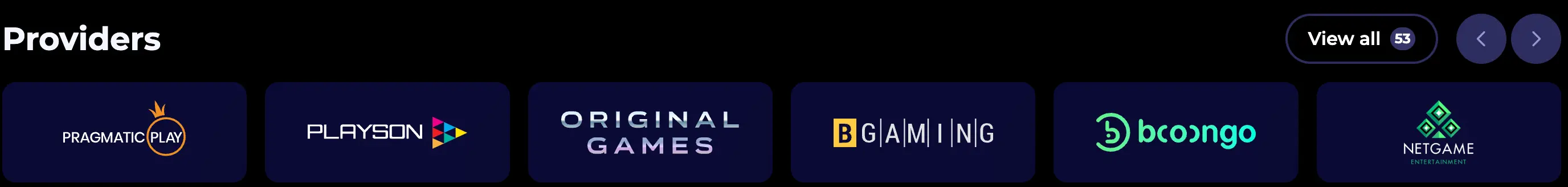 NyxBets Casino Providers NyxBets Casino
